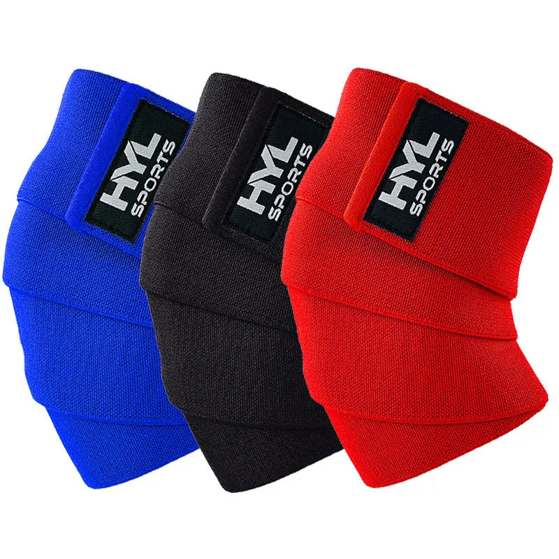 High elastic nylon training bandage knee pads in black for weightlifting and squat exercises free size 160x8cm