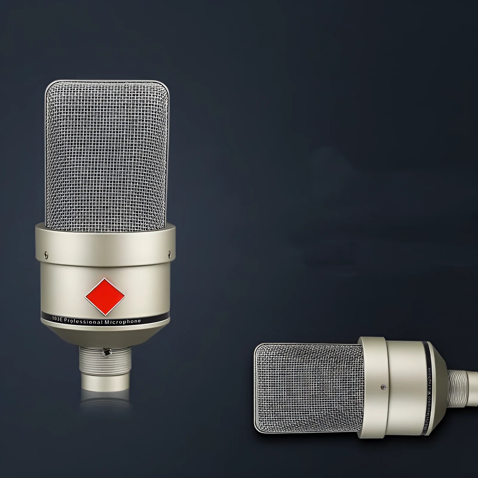 Wired condenser microphone with stand in champagne gold or black gold colour for recording and live singing