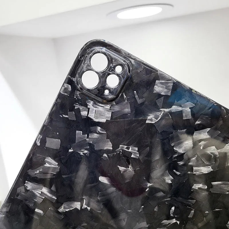 Carbon fibre protective cover for iPad Pro 11 with embossed plaid design