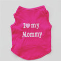 Pet puppy vest in pink with Love Mom text, polyester casual coat