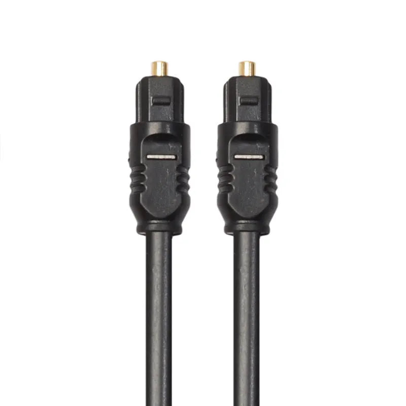 Black Toslink optical audio cable with square connectors, 2 metre length