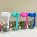 Portable 1000ml PP salad cup with lid and fork in Klein Blue on white background