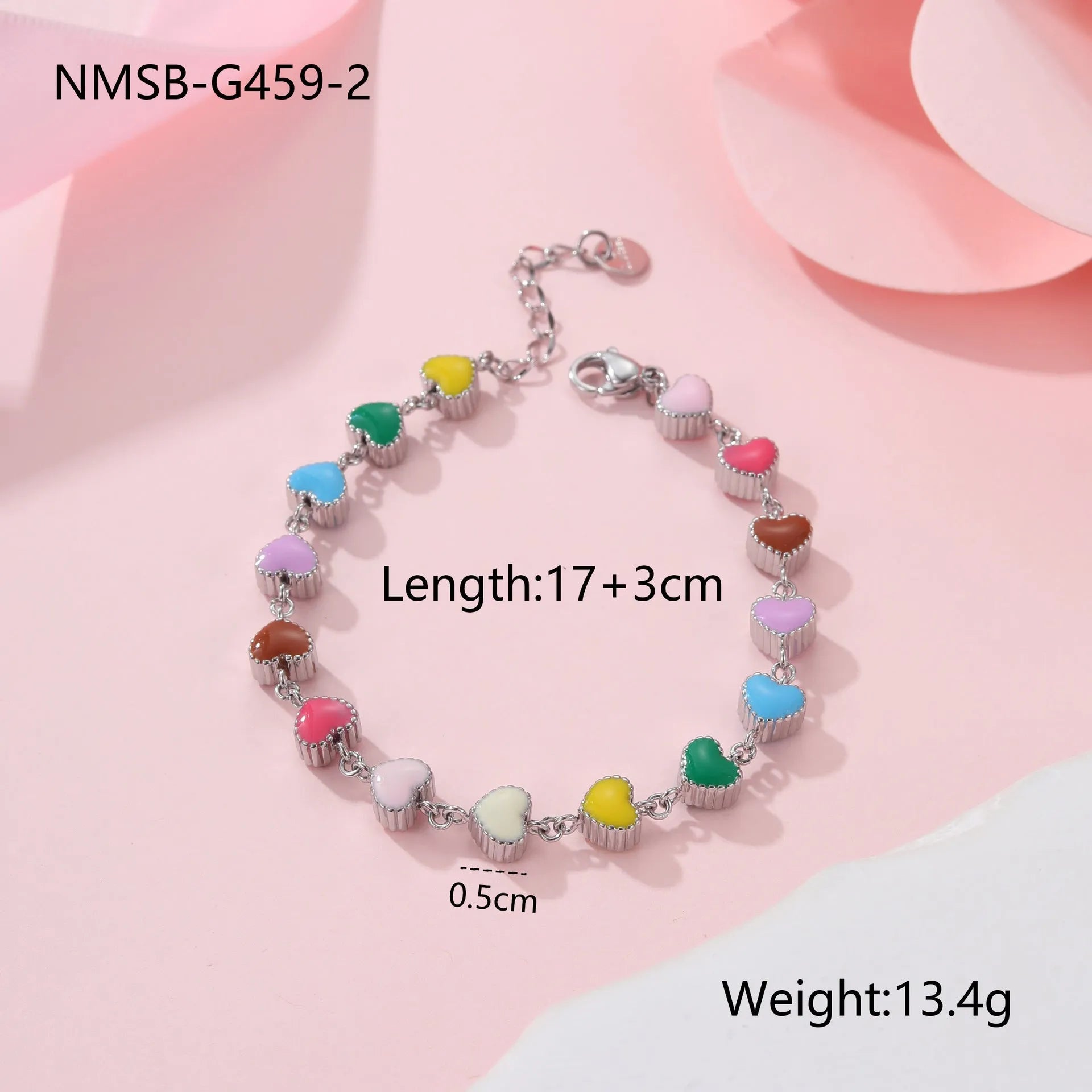 Gold plated women's bracelet with love heart pendant on titanium steel chain
