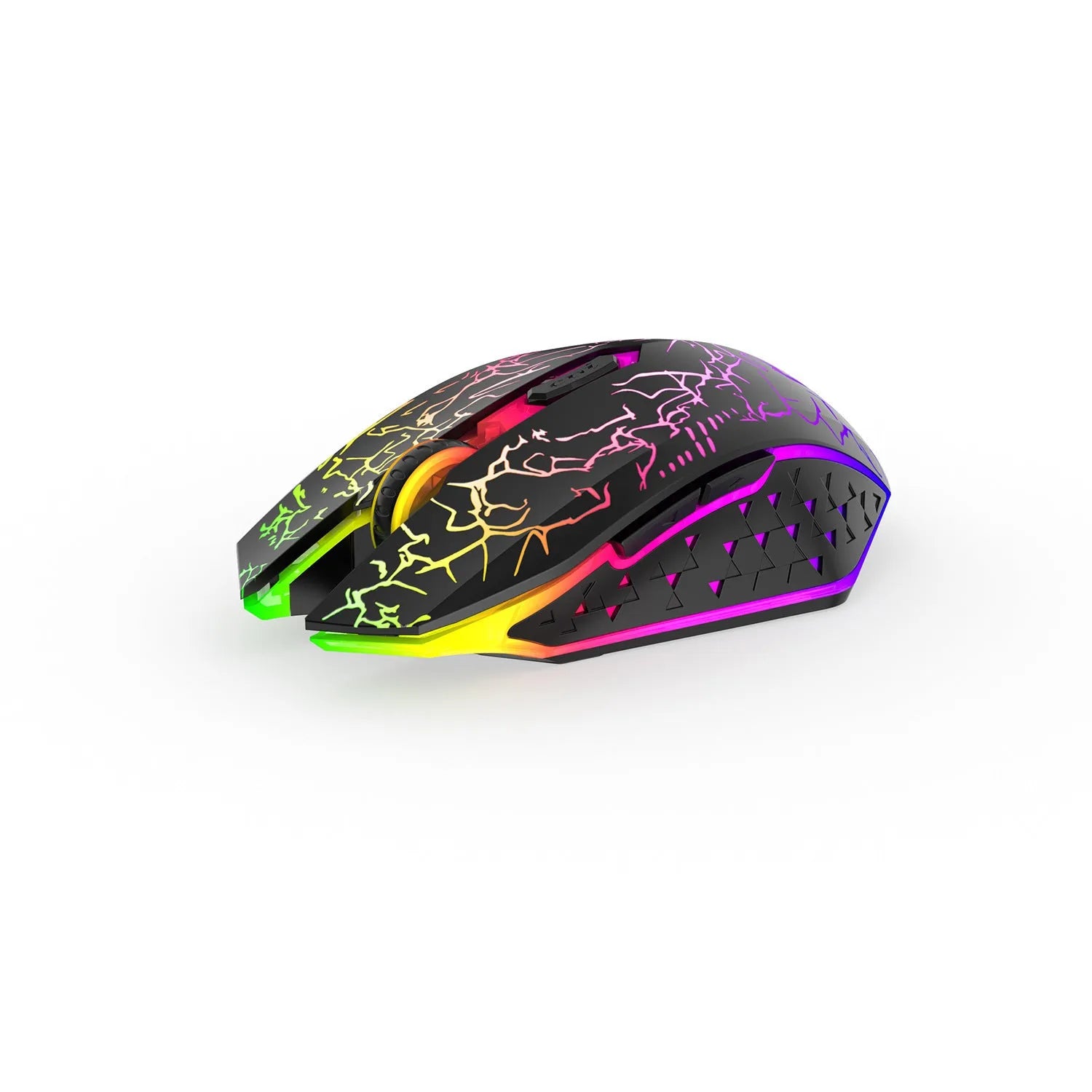 Black and white dual-mode wireless gaming mouse with luminous breathing lights and charging cable