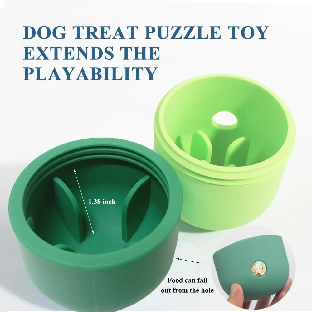 8cm diameter dog puzzle treat dispenser toy in food-grade silicone for small medium dogs