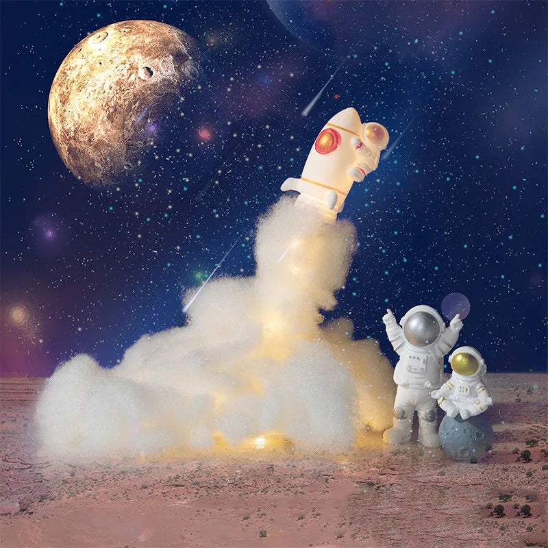 DIY astronaut rocket LED night light kit with warm white lighting and battery/USB power options