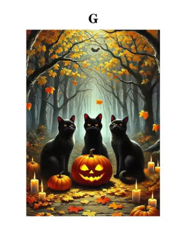 Frameless canvas painting pumpkin Halloween ghost tea party decorative art 20x30cm