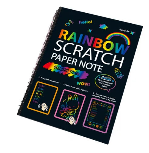 Children's large format scratch art paper set with scraper tool for DIY creative painting