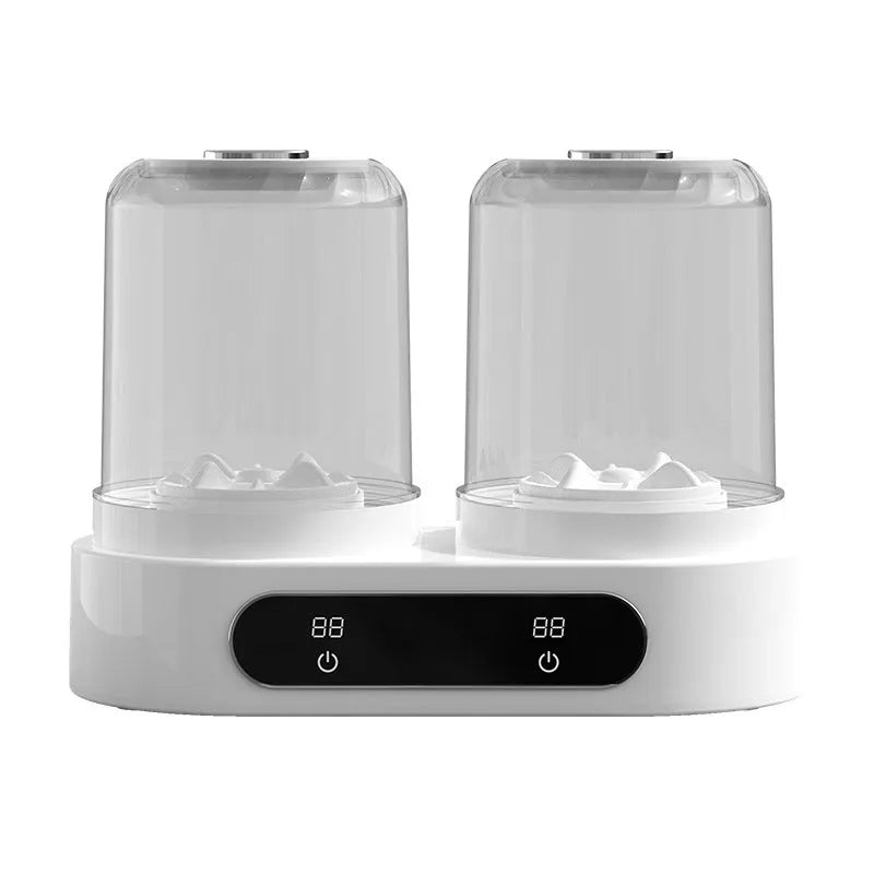 White double bucket mini washing machine with USB cable connection for portable laundry