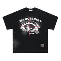 Retro hip hop gothic t-shirt with letter pattern in black and white colours