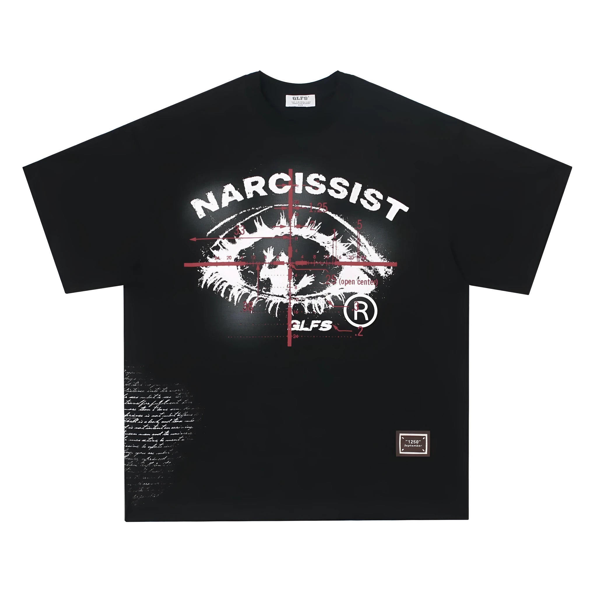 Retro hip hop gothic t-shirt with letter pattern in black and white colours