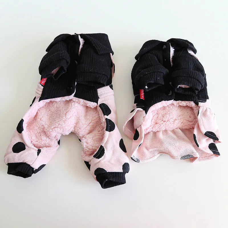Pet clothing with lapel and shoulder strap design in casual cloth fabric