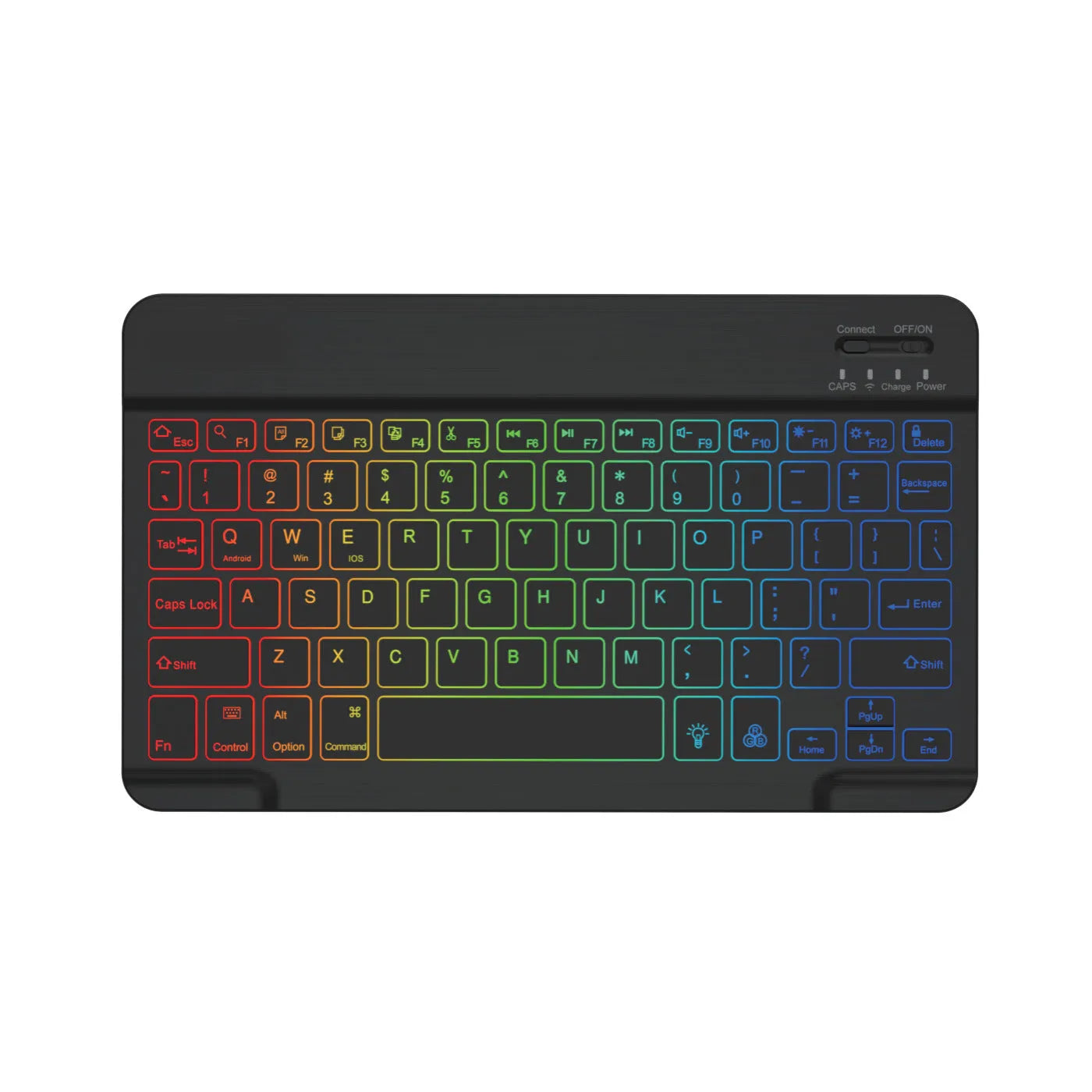 10-inch wireless Bluetooth keyboard with colourful LED backlighting for tablets and mobile phones