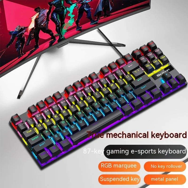 K87 mechanical wired keyboard in selected colour with Kailh Green or Red switches and metal base