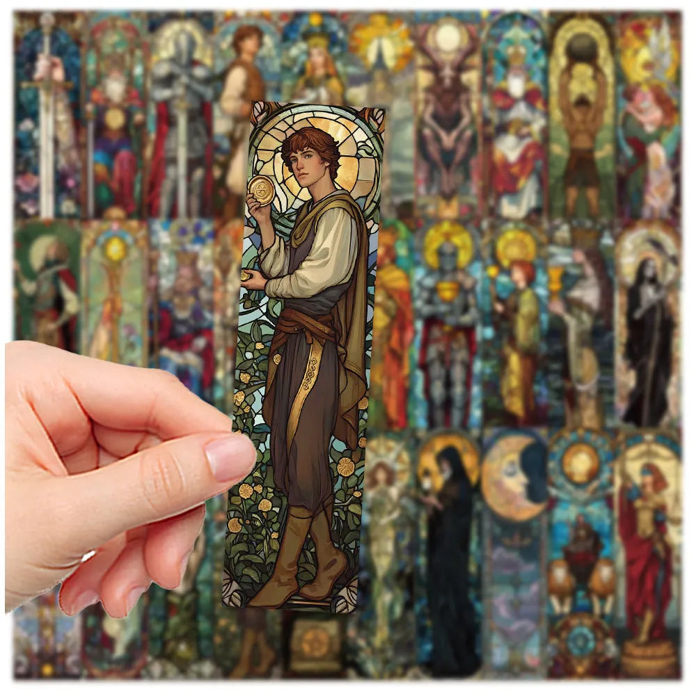 30 painted glass tarot bookmarks with cute homemade style and paper construction
