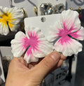Pastoral style flower earrings with oil-spot glaze finish in blue, green, purple, and rose colours
