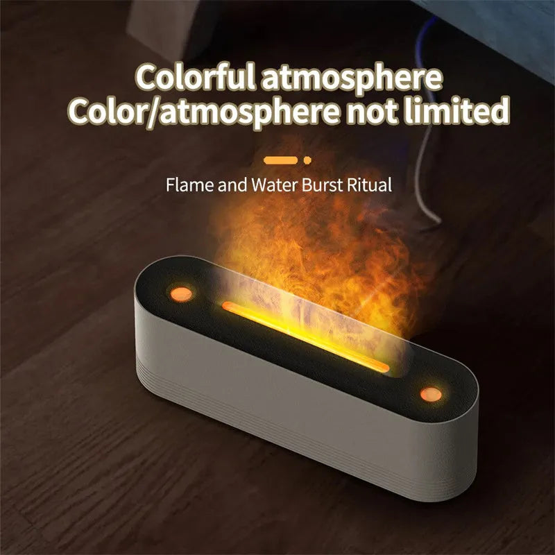 Black Flame Air ultrasonic humidifier and aroma diffuser with LED mood light on.