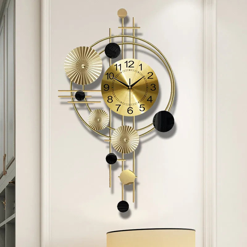 A2616 small gold iron wall clock for quiet home decoration