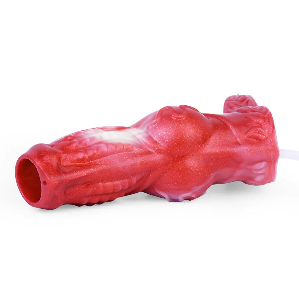 Manual water spray silicone exotic condom toy set with syringe and airbag components in M and L sizes