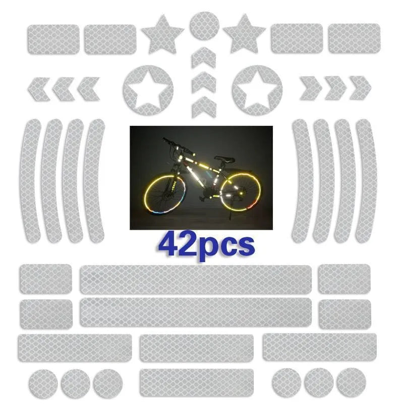 Bicycle reflective safety tape with grid pattern in multiple colours showing dimensions 11.5x21cm