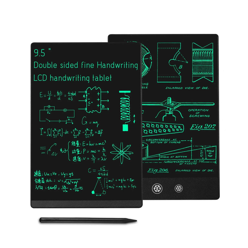 9.5 inch double sided LCD handwriting board with stylus pen in black