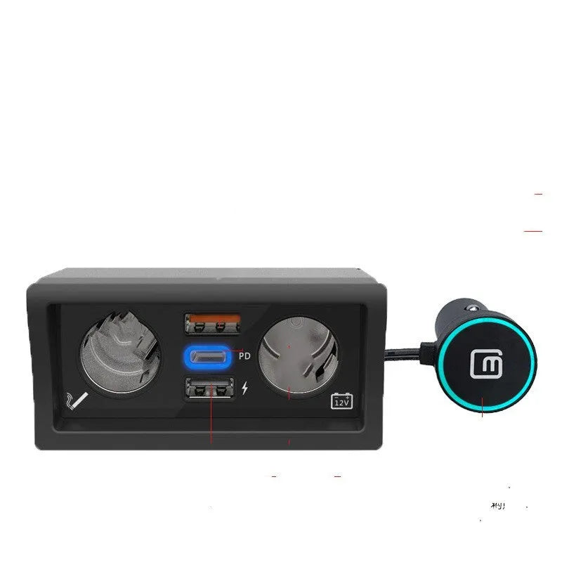 QC3.0 fast car charger for Lavida Pola Weiling vehicles with USB port, shown in Android and Apple model versions.