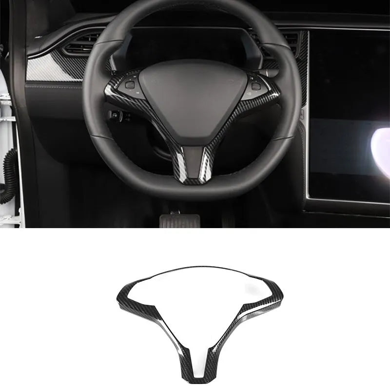 Tesla Model S steering wheel decorative frame trim strip with carbon fibre colour finish