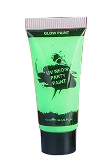 25ml tubes of neon face and body paint in red, yellow, green, purple, orange, and pink colours