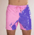 Colour-changing men's beach shorts with quick-dry polyester fabric and drawstring waist