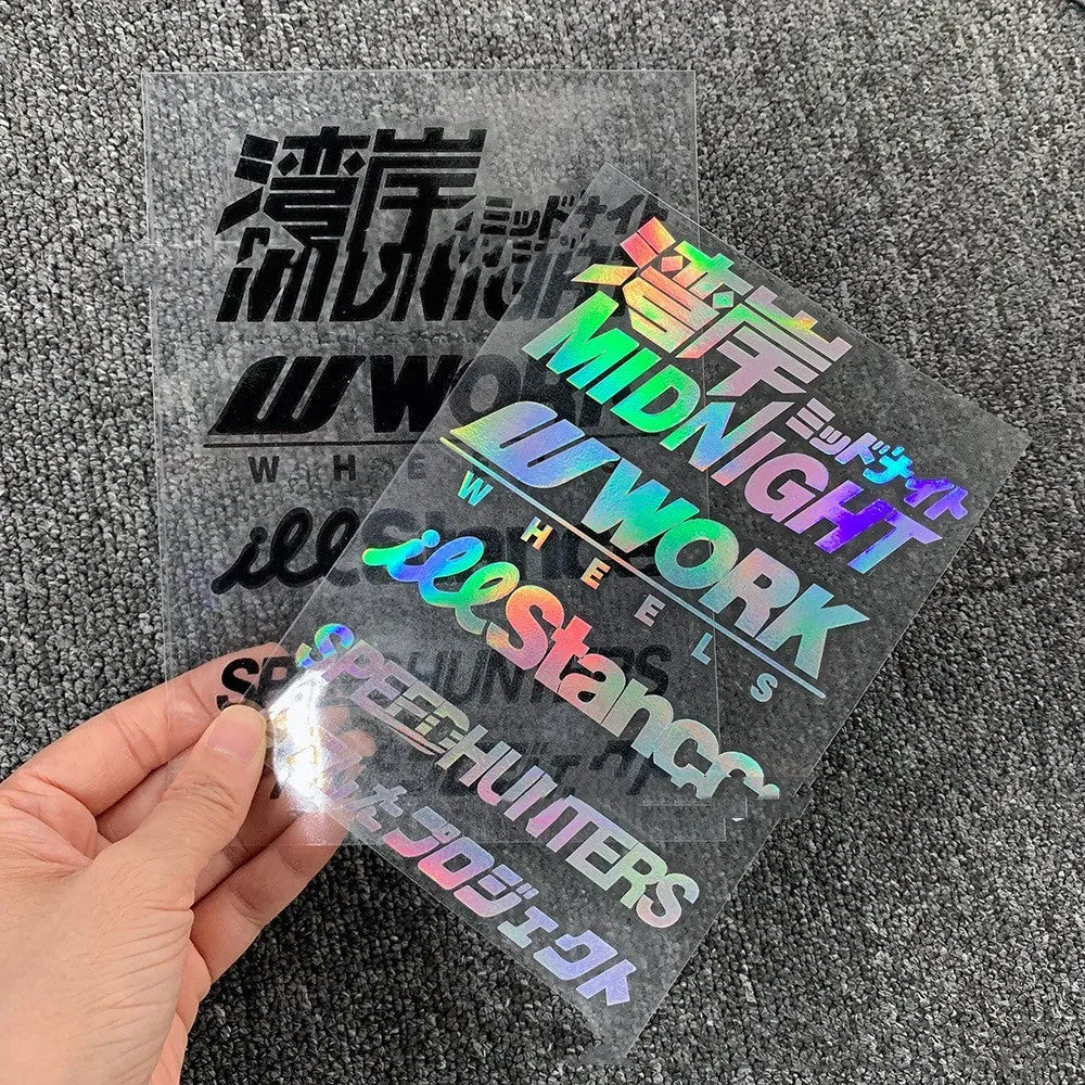 16cm by 11cm reflective motorcycle bumper sticker on PET material in various colour options