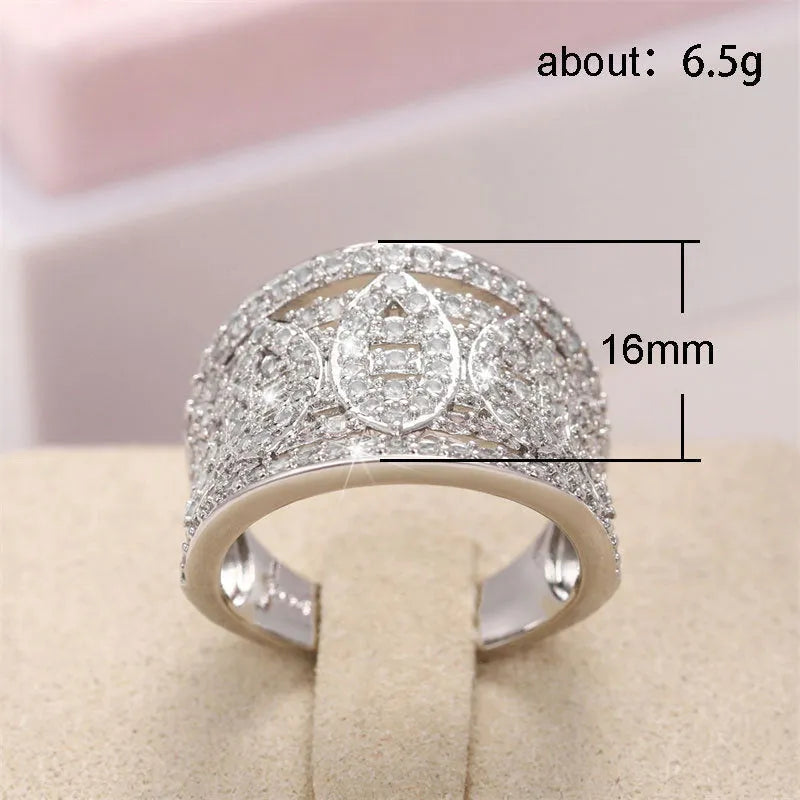 Fashion personalised zircon micro setting ring in alloy for women, picture colour