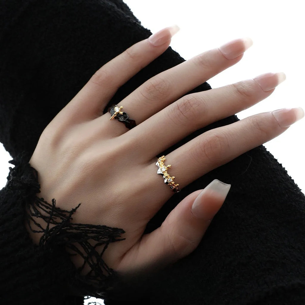 Princess Knight adjustable silver couple ring with electroplated finish