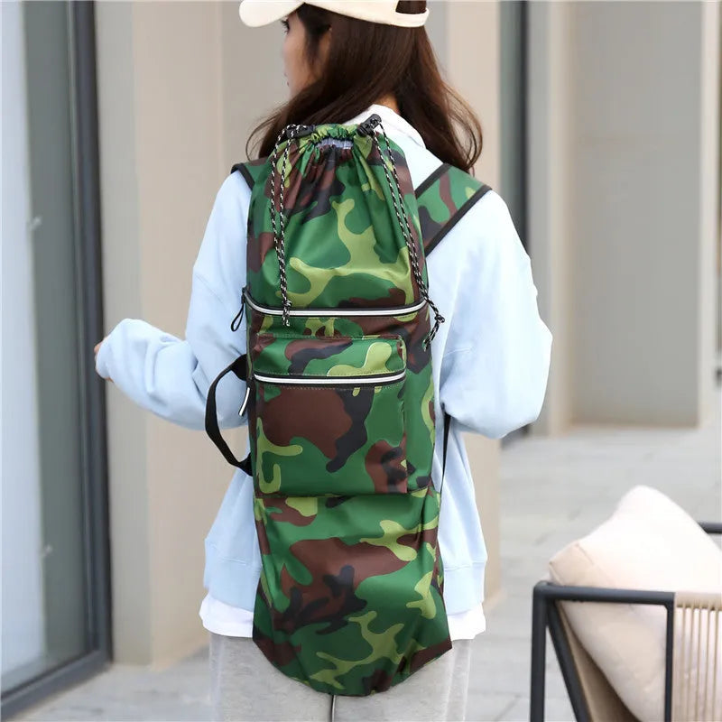 Large waterproof nylon skateboard bag with shoulder strap for longboards and fishing rods