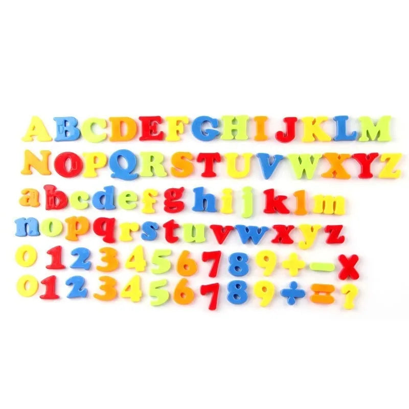78 piece magnetic early education alphabet and pinyin sticker set on a magnetic board