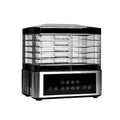 Silver stainless steel fruit dehydrator food dryer with 14 litre capacity and temperature control