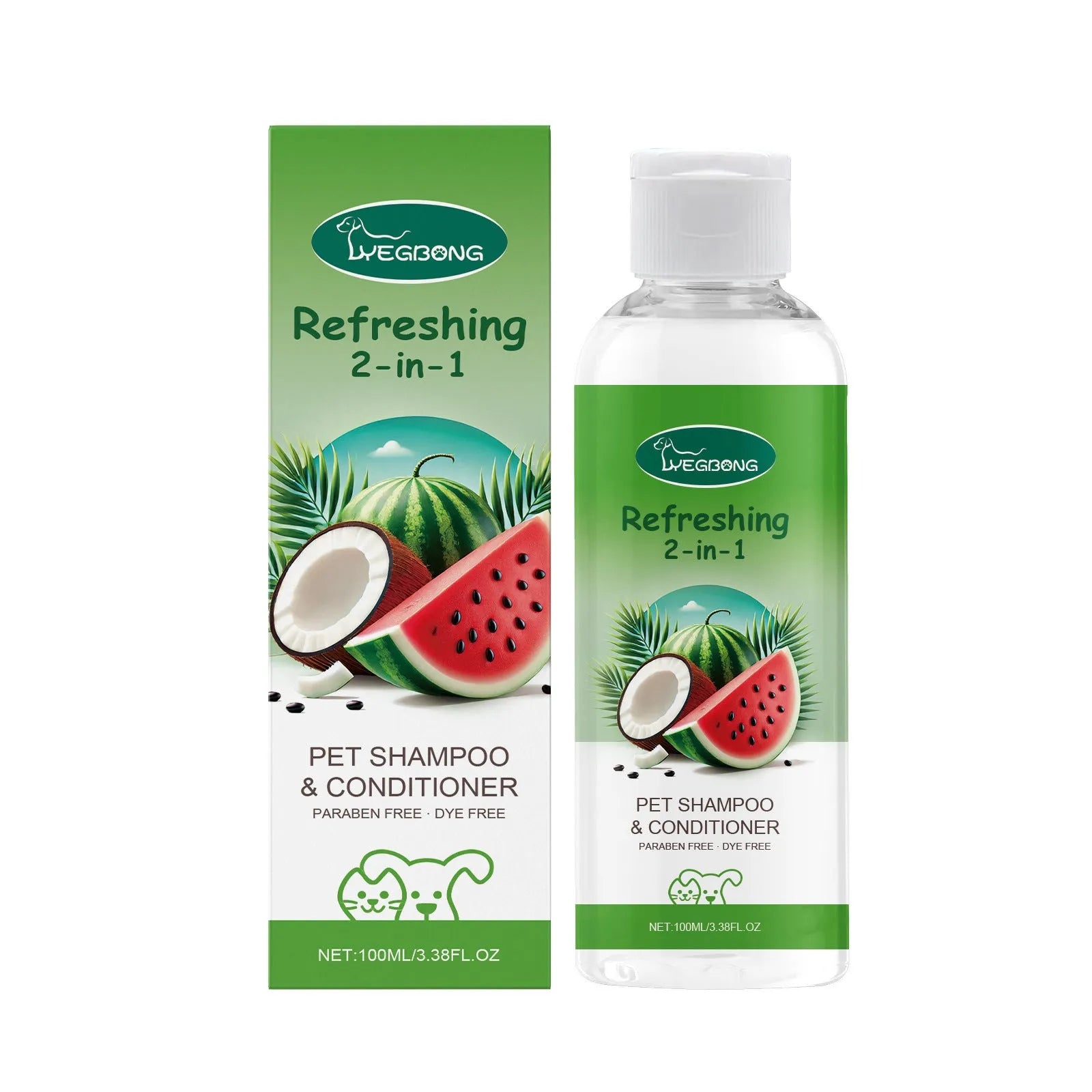 100ml pet 2-in-1 shampoo fragrance shower gel bottle with watermelon and coconut extracts