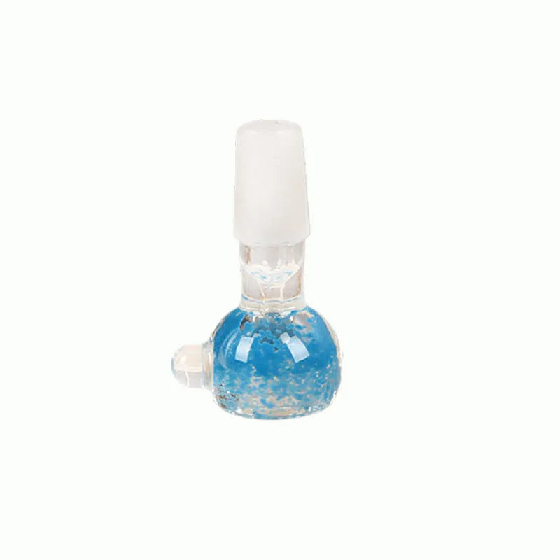Coloured glass trumpet-shaped tobacco pipe measuring 7cm in blue, green, red, and yellow colour options