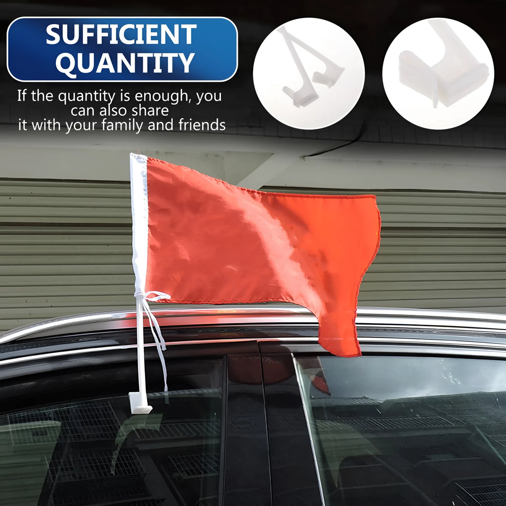 Ten white PP plastic car window flag pole clips for mounting banners on vehicle windows