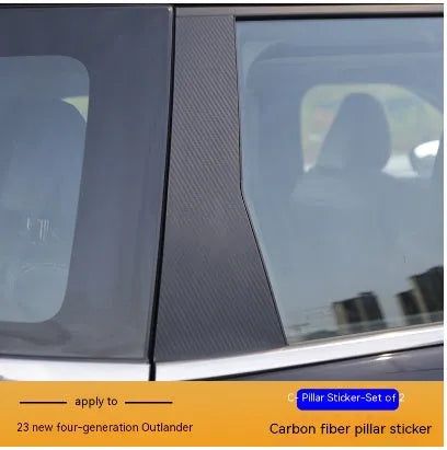 Mitsubishi Outlander pillar protective films in carbon fibre and bright black finishes