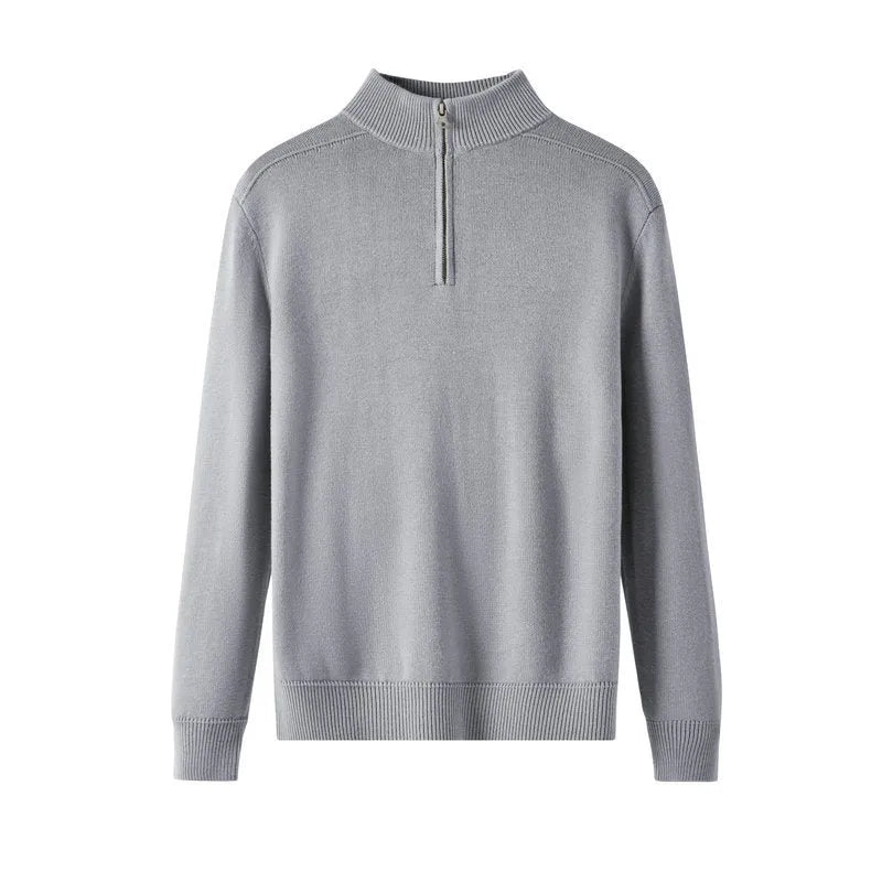 Men's slim fit casual pullover sweater in thickened wool, shown in a choice of colours.