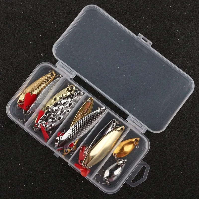 Pineapple sequin artificial fishing lure kit with gold and silver metal flash components
