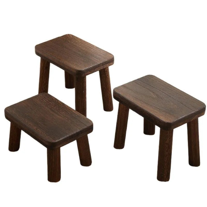 Distressed finish solid wood changing stool for living room use
