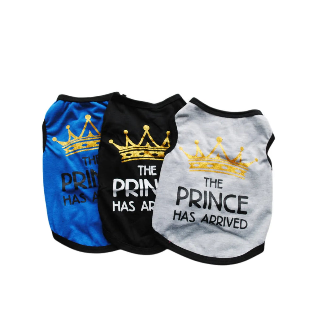 Cotton puppy vest for summer in various colours including black, blue, grey, and pink options