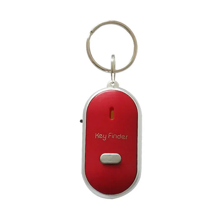 Oval-shaped acrylic voice control key finder pendant in red, blue, white, black, and orange colours
