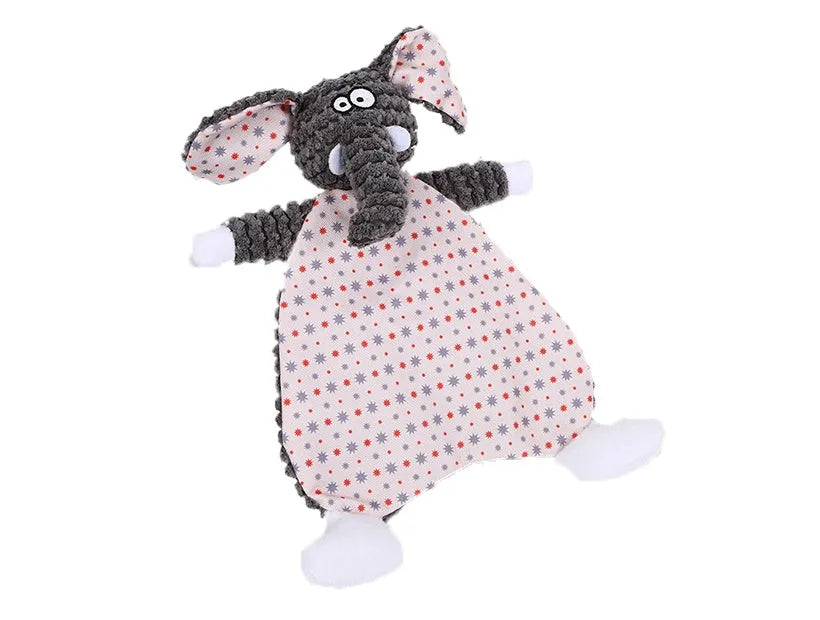 Brown fox elephant design pet stuffed toy with bite-resistant velvet material and squeaker feature
