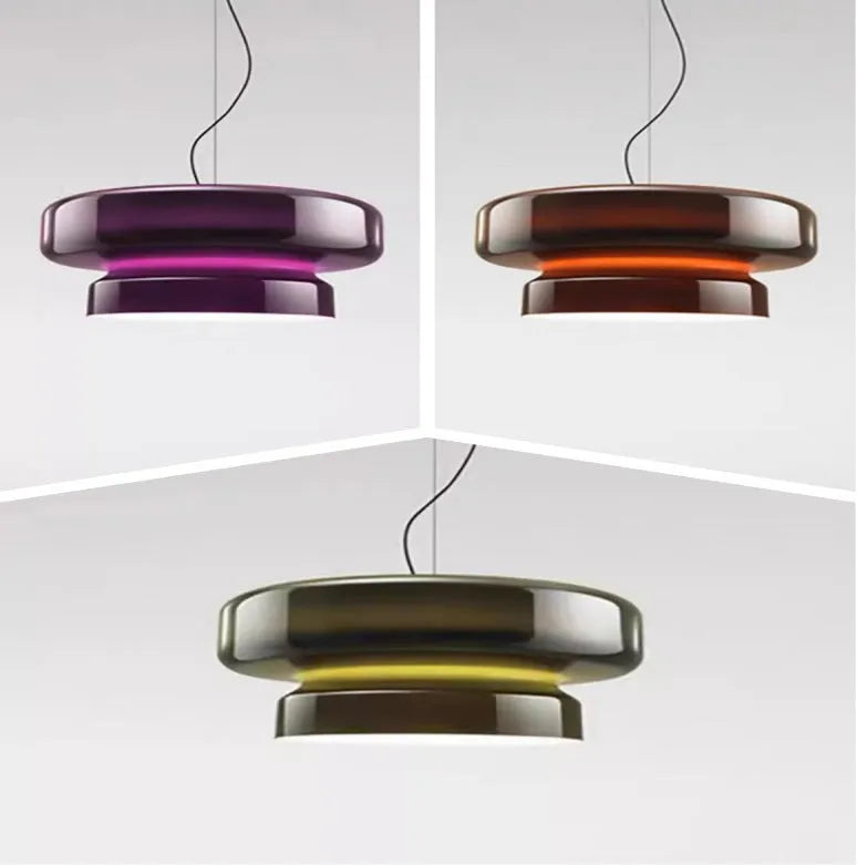 Modern glass chandelier lighting fixture with colour options for bedroom use