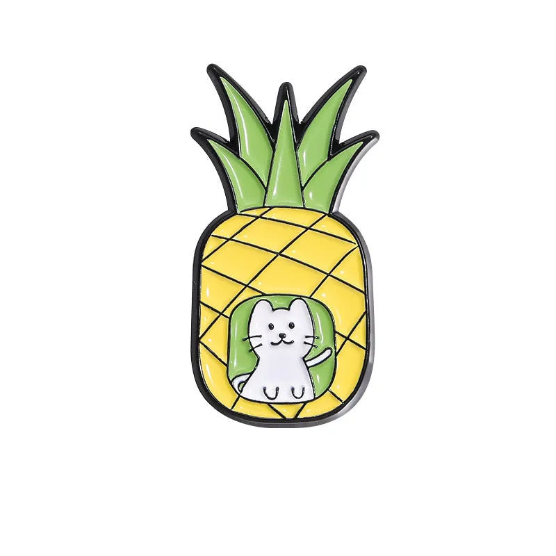 Colourful cartoon fruit zinc alloy brooch with metal pin back