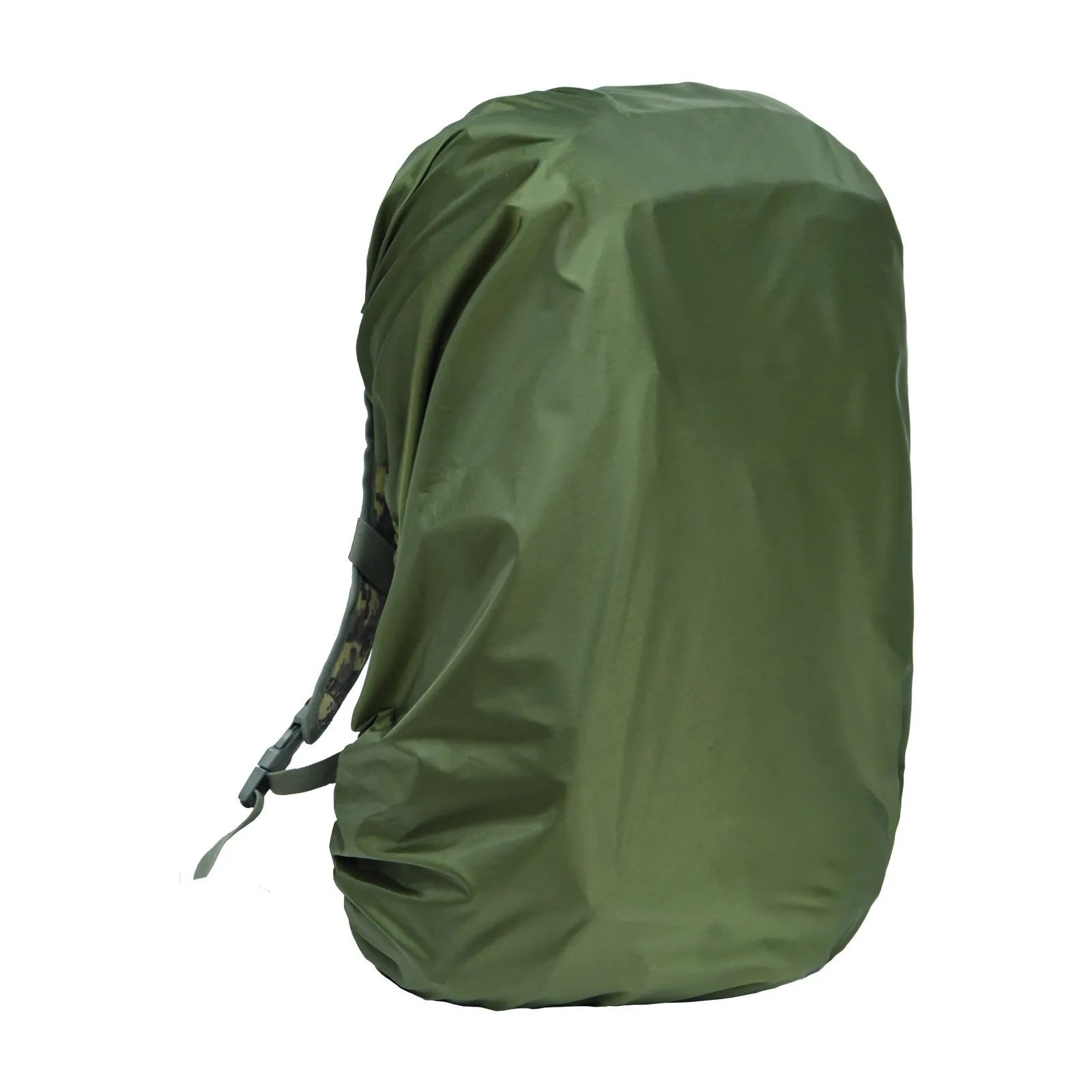 Large 80-litre backpack rain cover made from waterproof PU material in army green colour