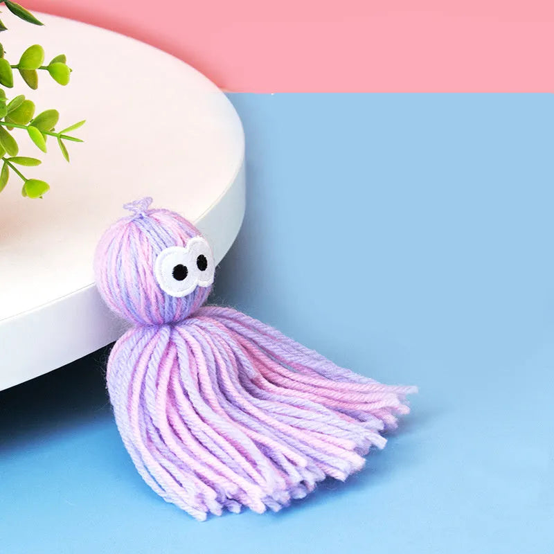 Bite-resistant wool ball and cat teaser stick toy set in assorted colours
