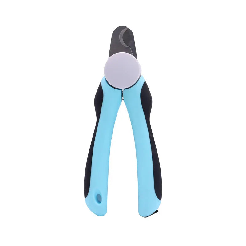Blue heavy duty dog nail clippers with safety guard for large breeds and thick nails.
